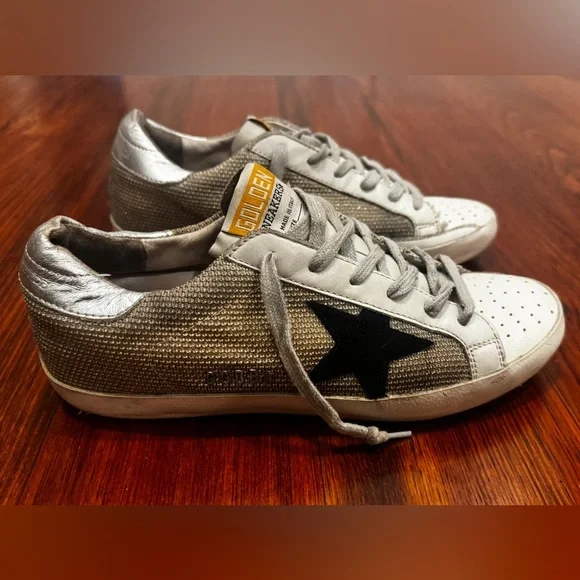 Golden Goose Silver and Black Woven Sneakers - Picture 3 of 7